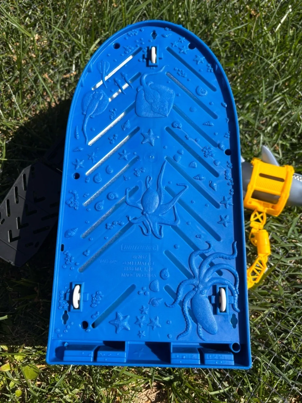 Mattel Blue White and Yellow Rescue Boat Toy with Shark Accessory